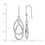 14k White Gold Dangle Earrings with Interlocking Open Teardrop Design, Lightweight Modern Style
