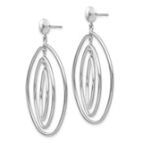 14k White Gold Dangle Earrings with Triple Open Oval Hoop Design for Women