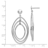 14k White Gold Dangle Earrings with Triple Open Oval Hoop Design for Women