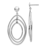 14k White Gold Dangle Earrings with Triple Open Oval Hoop Design for Women