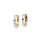 14k Two Tone Gold Huggie Hoop Earrings, Yellow and White Gold, Minimalist Unisex Style