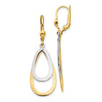 14k Yellow Gold Dangle Earrings with Interlocking Teardrop Design, Leverback Closures