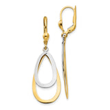 14k Yellow Gold Dangle Earrings with Interlocking Teardrop Design, Leverback Closures