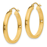 14k Yellow Gold Hoop Earrings, Classic Polished Tube Design, Lightweight and Minimalist Style