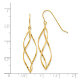 14k Yellow Gold Dangle Earrings, Twisted Marquise Drop, Modern Minimalist Style