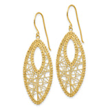 14k Yellow Gold Dangle Earrings with Marquise Openwork, Wire Detailing and Beaded Accents