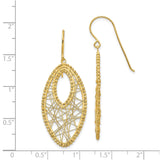 14k Yellow Gold Dangle Earrings with Marquise Openwork, Wire Detailing and Beaded Accents