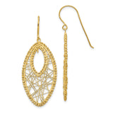 14k Yellow Gold Dangle Earrings with Marquise Openwork, Wire Detailing and Beaded Accents