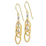 14k Two-Tone Gold Dangle Earrings with Interlocking Oval Loops and Faceted Beads