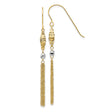 14k Two-Tone Gold Dangle Earrings with Textured Oval, Faceted Bead, and Tassels for Women
