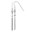 14k White Gold Dangle Drop Earrings with Textured Diamond Cut Fish Design and Chain Tassels