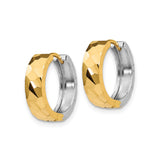 14k Two-Tone Gold Hoop Earrings with Hammered Finish, Modern Textured Design for Women
