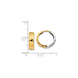 14k Two-Tone Gold Hoop Earrings with Hammered Finish, Modern Textured Design for Women