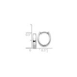 14k White Gold Hoop Earrings, Oval Huggie Style with Polished Finish, Lightweight and Minimalist Design