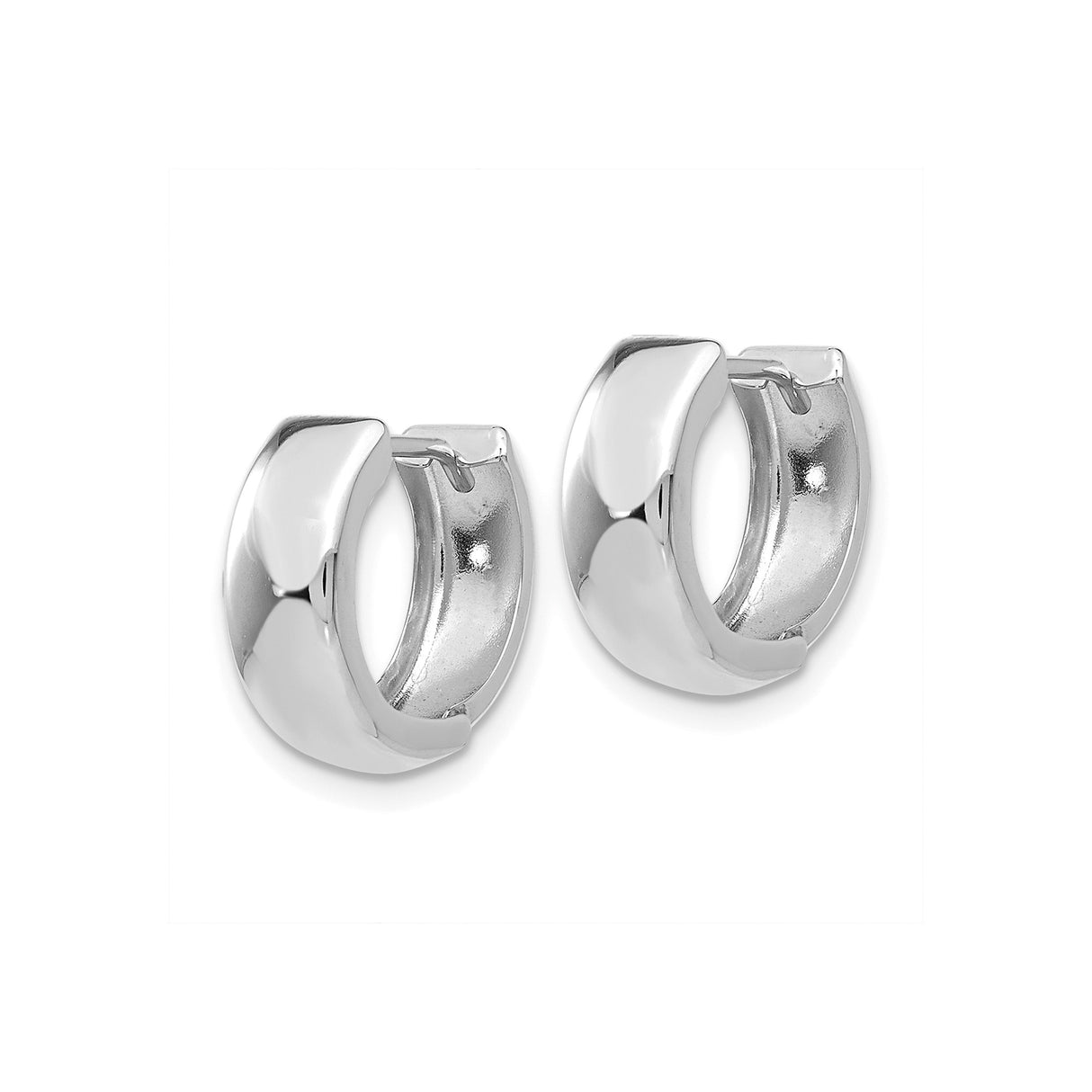 14k White Gold Huggie Hoop Earrings, Small High-Polish Minimalist Style for Women