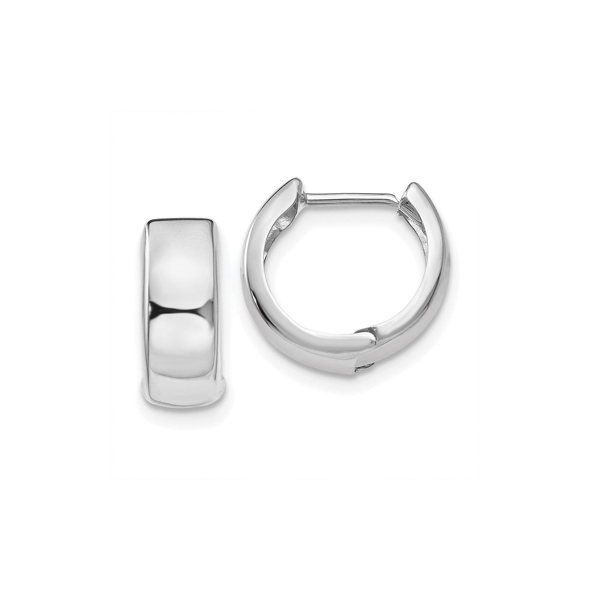 14k White Gold Huggie Hoop Earrings, Small High-Polish Minimalist Style for Women