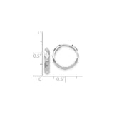 14k White Gold Hoop Earrings with Faceted Design, Textured Hinged Hoops for Women