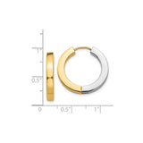 14k Two-Tone Gold Hoop Earrings, Polished Yellow and White Gold Huggie Style for Women