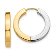 14k Two-Tone Gold Hoop Earrings, Polished Yellow and White Gold Huggie Style for Women