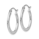 14k White Gold Hoop Earrings with Diamond Cut Textured Finish and Latch Back Closure