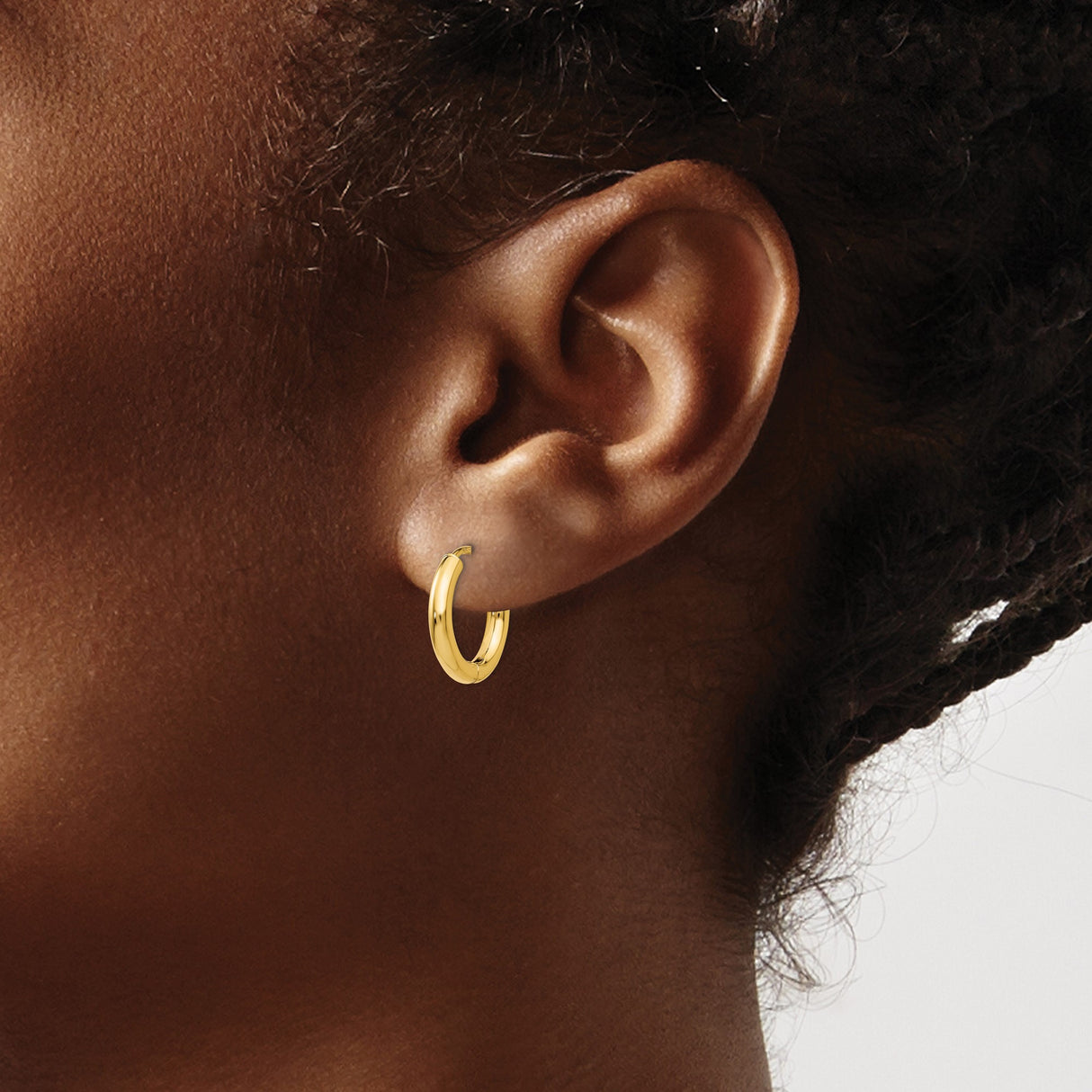 14k Yellow Gold Hoop Earrings, Classic Rounded Lightweight Design, Polished Finish for Women