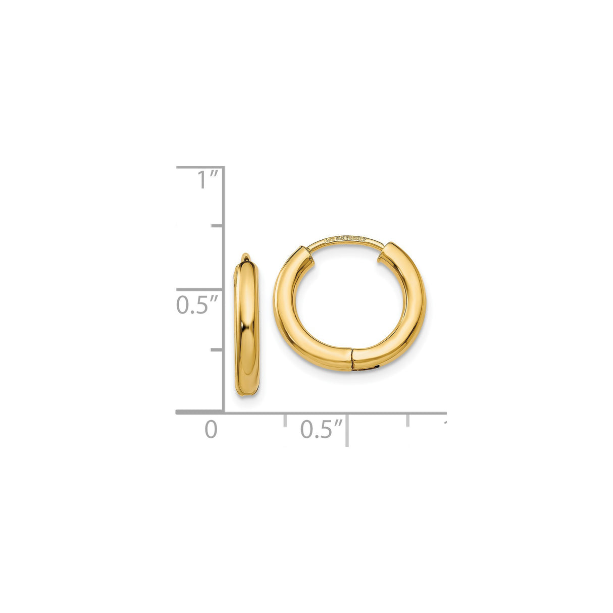 14k Yellow Gold Hoop Earrings, Classic Rounded Lightweight Design, Polished Finish for Women