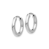14k White Gold Hoop Earrings, Smooth Polished Finish, Minimalist Lightweight Design for Women