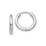 14k White Gold Hoop Earrings, Smooth Polished Finish, Minimalist Lightweight Design for Women