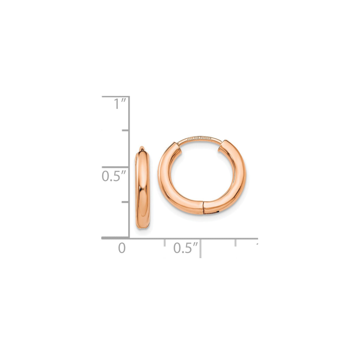 14k Rose Gold Hoop Earrings, Classic Round Polished Design, Minimalist Lightweight Jewelry