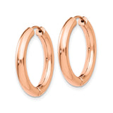 14k Rose Gold Hoop Earrings, Smooth Polished Minimalist Round Design for Women