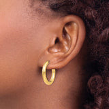14k Yellow Gold Hoop Earrings, Smooth High-Polish Round Minimalist Design, Lightweight Hinged Closure