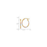 14k Tri-Color Gold Hoop Earrings, Polished and Textured Finish, Lightweight Round Design