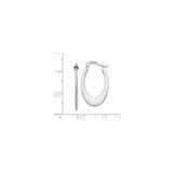 14k White Gold Oval Hoop Earrings with Hinged Snapback Closure, Polished Minimalist Design