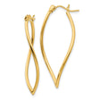 14k Yellow Gold Twisted Marquise Hoop Earrings, Polished Finish, Lightweight Modern Style