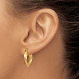 14k Yellow Gold Hoop Earrings, Twisted Ribbed Textured Round Dome Design for Women