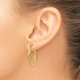 14k Yellow Gold Triple Hoop Earrings with Polished Finish and Layered Concentric Circle Design