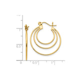 14k Yellow Gold Triple Hoop Earrings with Polished Finish and Layered Concentric Circle Design
