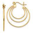 14k Yellow Gold Triple Hoop Earrings with Polished Finish and Layered Concentric Circle Design