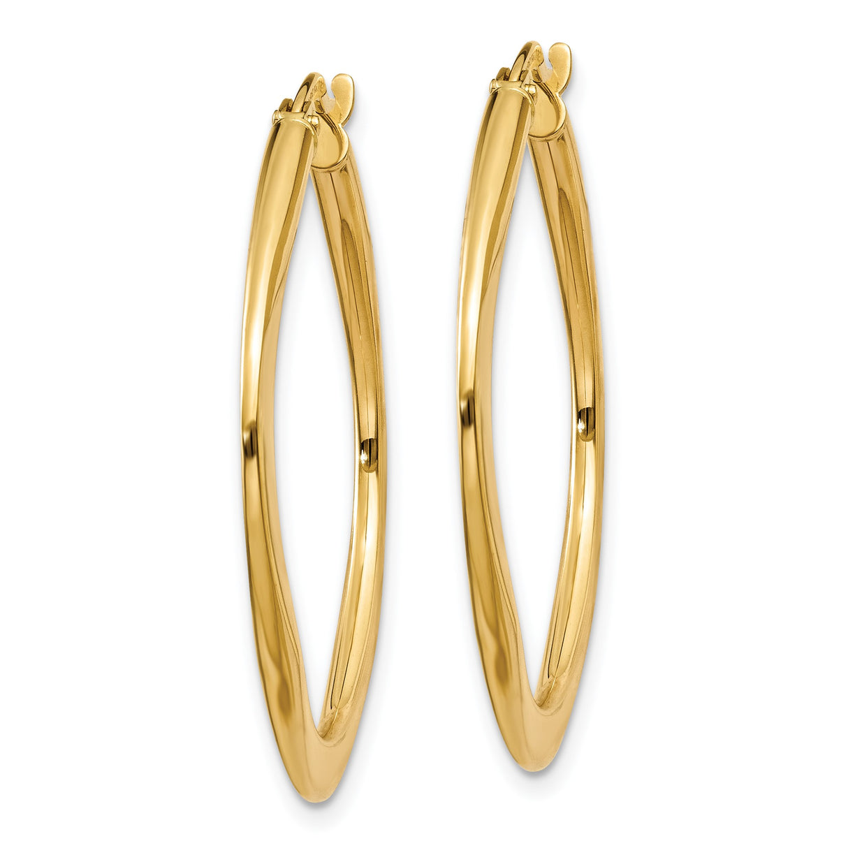 14k Yellow Gold Twisted Square Hoop Earrings, Polished Finish, Minimalist Geometric Design