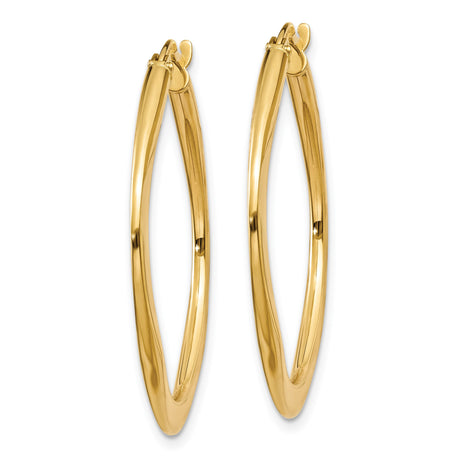 14k Yellow Gold Twisted Square Hoop Earrings, Polished Finish, Minimalist Geometric Design