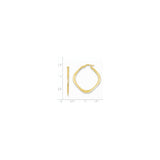 14k Yellow Gold Twisted Square Hoop Earrings, Polished Finish, Minimalist Geometric Design
