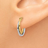 14k Two-Tone Gold Hoop Earrings with Intertwined Yellow and White Gold Bands