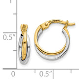 14k Two-Tone Gold Hoop Earrings with Intertwined Yellow and White Gold Bands
