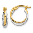 14k Two-Tone Gold Hoop Earrings with Intertwined Yellow and White Gold Bands