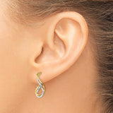 14k Yellow Gold Twisted Teardrop Hoop Earrings with Interwoven Two-Tone Strands for Women
