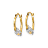 14k Yellow Gold Dolphin Hoop Earrings, Two-Tone Mother and Baby Design, Ocean Theme Jewelry