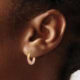 14k Yellow Gold Hoop Earrings with Brushed and Polished Finish, Two-Tone Starburst Design