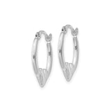 14k White Gold Heart Shaped Hoop Earrings with Hinged Design and Polished Finish