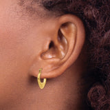 14k Yellow Gold Hoop Earrings with Puffed Heart Design for Women