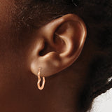 14k Rose Gold Hoop Earrings, Wavy Design, Polished Minimalist Style, Lightweight Latch-Back Closure